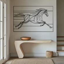 Running Horse Metal Wall Art, Minimalist Line Art Decor, Geometric Horse Sculpture, Modern Equestrian Wall Accent, Western Home Decor( Metal Cactus Wall Decor Inspirational Quote Metal Wall Decor Compass Metal Wall Art Metal Wall Decor With Birds - Black - View 1