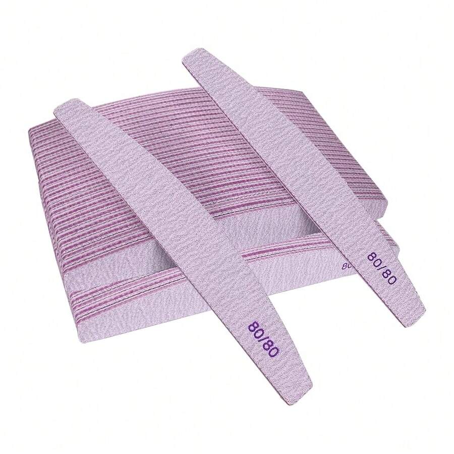 80/80 Grit Nail Files (10 Pack), Emery Boards For Acrylic Nails And Gel Nails, Coarse Nail File Double Sided 80 Grits Emory Professional Nail Filers Reusable Washable Manicure Curved Gray-76818 - 50片80/80粗砂弧形灰色 - 查看 1