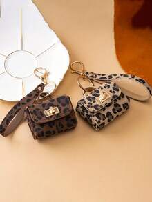 [Móc khóa thời trang] Móc khóa giả da cao cấp họa tiết da báo thời trang kèm ví đựng tiền xu | Thiết kế nổi, hình chữ nhật, phụ kiện chìa khóa xe và túi xách thời trang, quà tặng lý tưởng, dụng cụ sắp xếp chìa khóa, khóa mạ vàng - Nhiều màu - Xem 7