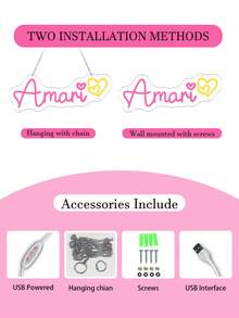 可定制霓虹灯，个性化可调光LED墙饰，个性化婚礼霓虹灯，情人节礼物，节日霓虹灯，家居装饰，婚礼背景，USB供电，浪漫家居装饰，完美适用于墙面装饰、都市盛会、时尚装饰，永恒之爱 - singel light 5 - 查看 6