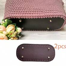 1 pezzo/2/3 pezzi Fondo in pelle PU con borchie, adatto per borse fai-da-te all'uncinetto, borse a tracolla - Fondo rotondo con fori, pratico per la tessitura - Senza fodera, monocromatico, bordi verniciati, progettato per la realizzazione di artigianato, senza accessori di chiusura.