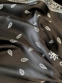1pc Paisley Print Faux Silk Men's Bandana, Versatile Neck Scarf, Headband, Decoration - Black - View 3