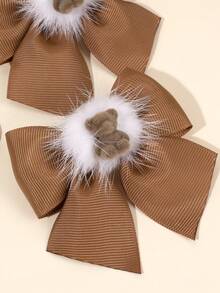 2 Stücke Bären Haarspangen aus Polyester Gros de Tours Schleifenband, Haarstyling-Clip, süße Bären Haarspangen für Kleinkind Mädchen Kinder Accessoires - Verschiedenfarbig - Übersicht 8