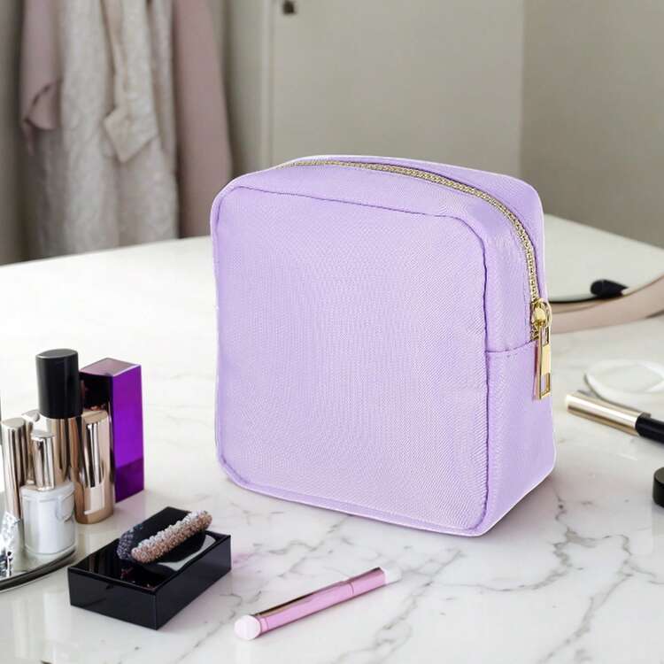 1 Pc Women Waterproof Makeup Bag For Business Travel Vacation Camping Beige - Purple - View 6