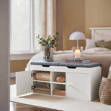 SoBuy Shoe Bench FSR96-DG - White - View 1