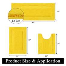 Bathroom Rugs Sets 3-Piece, Non Slip Bath Rugs Runners, Washable Soft Shaggy Yellow Microfiber Bath Matfor Shower, Tub, Toilet - As Picture 421 - View 7
