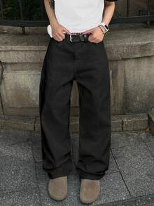 1 chiếc quần jeans nam ống đứng Infinite Jeans, thương hiệu chất lượng cao, thoải mái, thích hợp cho các hoạt động ngoài trời (Không bao gồm thắt lưng và phụ kiện) - màu đen - Xem 3