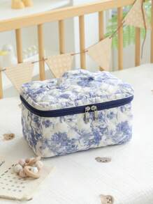 1 件花卉绗缝妈妈尿布包，时尚可爱的旅行收纳包 - 彩色 - 查看 16