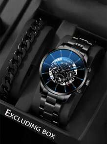 Men's Round Pointer Date Quartz Watch, Suitable For Daily Wear