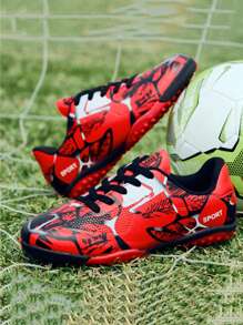 Asymmetrical Camouflage Pattern Teenage Sports Football Shoes, Campus Football Training Shoes, Anti-Slip Wear-Resistant, Comfortable Fit, Random Color Delivery