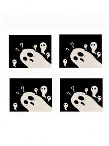1pc/4pcs/6pcs/48pcs Halloween Ghost Pattern Placemats, Seasonal Halloween Placemats, Modern Style Linen-Like Material, Indoor Outdoor Halloween Party Decor, Halloween Home Decoration, Suitable For Kitchen Decor And Halloween Event Decoration
