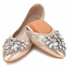 KUNWFNIX Womens Ballet Flats Shoes Comfortable Bowknot Pointy Toe On Wedding Flats Dress Flats Shoes For Women - Nơ ngọc trai vàng - Xem 1