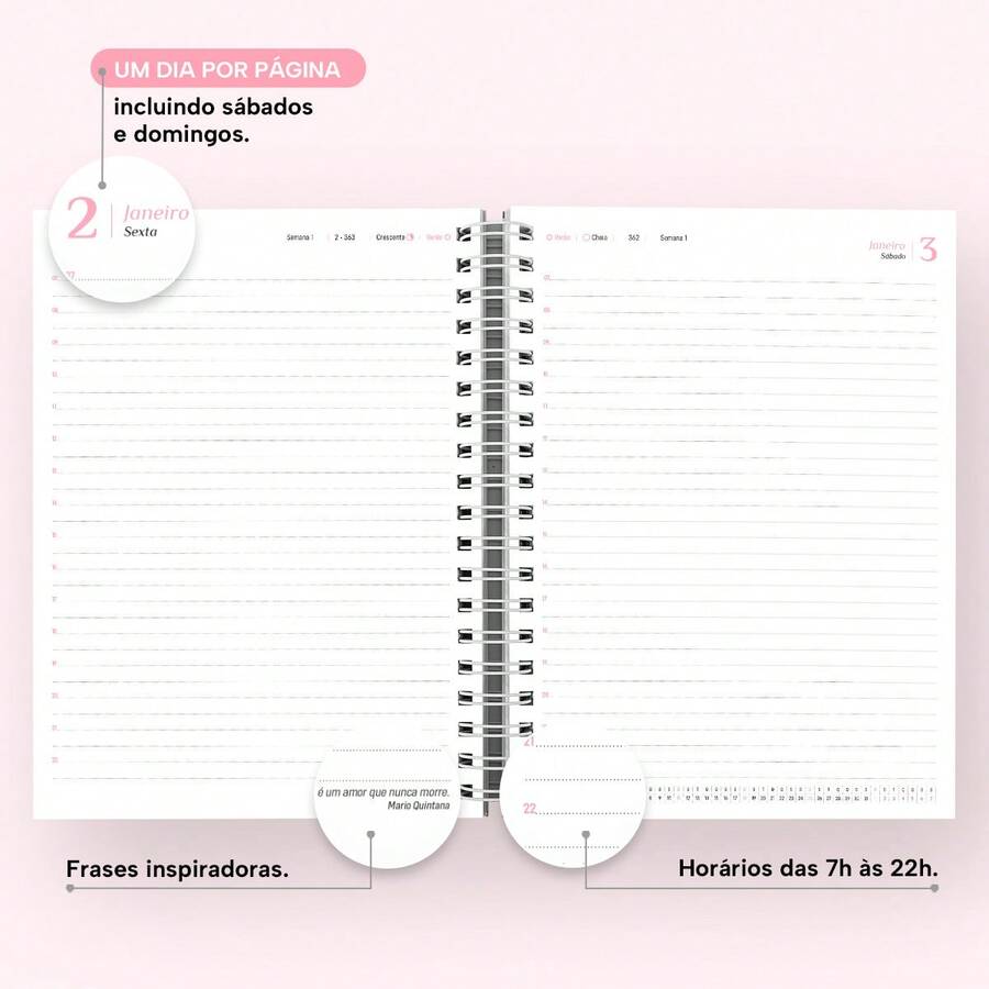 iscool Daily Planner Plus 2025 Floral Monogram Initial Letter S - 白色和粉紅色 - 查看 1