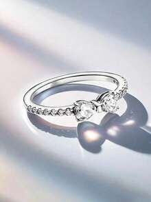 1 件 925 纯银时尚白色蝴蝶结戒指，适合女士，复古手指配饰，日常服装搭配珠宝装饰，可作为礼物