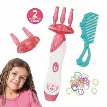 1 套女童自动编发机、DIY 电动编发工具、扭发机编发造型、女童居家玩具编发工具、适合 3-12 岁女童的礼物、生日礼物、完美礼物、圣诞礼物