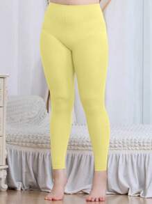 1pc Women Plus Size Fashionable Sheer & Stretchy 7/8 Leggings Tight Pants