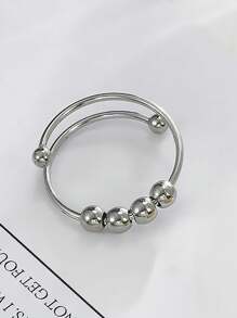 1 Stück einzigartiger drehbarer Doppelkugelring aus Edelstahl, Angsthilfe-Ring für Frauen, Goldschmuck