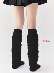 1双白色过膝袜，大象图案，保暖过膝袜，宽松款，适合秋冬季节，舒适保暖 - 黑色 - 查看 14