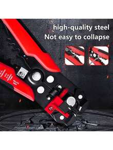 HALMAN 1 pieza Pelacables automático de electricista, multifuncional con rango de pelado de cables de 24-10AWG/0,2-6mm², para pelar, encintar, cortar cables rápidamente, adecuado para ingeniería eléctrica, instalación doméstica o mantenimiento de electrodomésticos, también llamado pelacables, cortador de cable - Rojo - Ver 9
