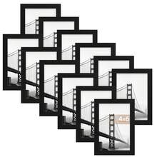 Tomnk 12-Pack Black Picture Frame Set - (4x6, 5x7, 8x10) Glass Front Photo Frames, Solid Engineered Wood Gallery Wall Decor With Hanging Hardware & Tabletop Stand, For Home, Wall & Party Decor - 黑色 - 查看 2