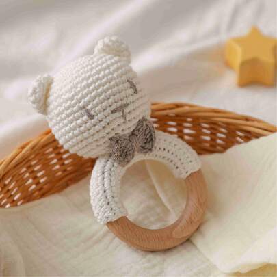1pc Handmade Crochet Baby Shower Gift, Embedded Bell, 3D Adorable Design, Detailed, Attracts Baby's Attention, Helps Develop Auditory And Sensory Skills, Improves Hand-Eye Coordination, New Mom Gift, Christmas, Easter, Newborn Keepsake