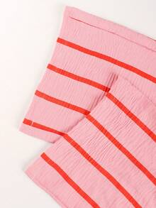 بنطلون فضفاض طويل ملون مخطط للنساء، ملابس كاجوال للشاطئ والعطلات الصيفية