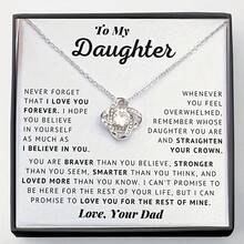 To My Daughter Love Knot Pendant Necklace, Gift From Dad, Daughter Gift, Gift For Girls Accessories, Christmas Gift With Card And Box - 銀色 - 查看 2
