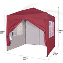 MCC Direct Pop-Up Gazebo 2m X 2m With Sides Silver Protective Layer Waterproof Marquee Canopy WS - Red - View 8