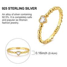 Exquisite Style Inlaid White Zirconia Heart Shape Ring For Women Gold Plated 925 Sterling Silver Fine Jewelry Symbol Of Love And Protection Gift For Her