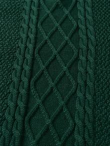Boys' Solid Color Cable Knit Half Zip Sweater, School Style, Suitable For Spring, Autumn And Winter - Green - View 8
