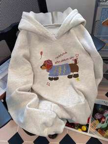 Sudadera hoodie sweatshirt dama mujer gorro capucha encapuchada manga larga algodon bolsa canguro cangurera bolsa bolsillo estampado imitacion bordado letras perro perrito abrigado puppy puppylover dog doglover gorro botitas sweater suetercute tierno suave pachoncita puños rib acanalados numero casual atletica aesthetic homie cossy casa diario frio ciudad urbana moderna juvenil comoda abrigadora caliente calientita ejercicio pijamada - Gris - Ver 1