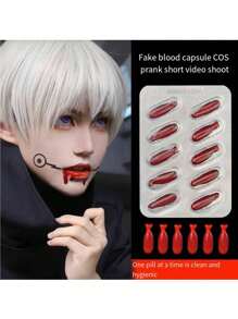 1 pièce Capsule de faux sang lavable pour Halloween, accessoire de sang théâtral artificiel