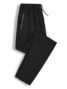 Plus Size Men's Sports Pants, Summer Lightweight Quick-Dry Casual Fitness Running Trousers, Plus Size