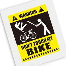 1 pieza Adhesivo de señal de advertencia amarilla reflectante "No tocar mi bicicleta" para bicicleta, motocicleta, bicicleta de montaña - Amarillo - Ver 9