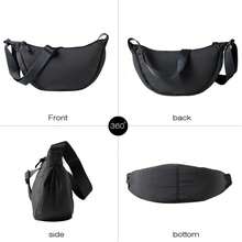 Nylon Crescent Crossbody Bag For Women Men Fanny Pack Small Travel Sling Bag - 黑色 - 查看 5