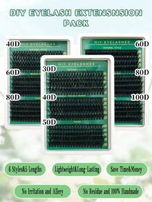 270/290/300pcs Eyelash Clusters, 30D40D50D/40D+60D+80D/60D+80D+100D DIY Eyelash Extension, Faux Mink Lashes - Premium D-Curl Fluffy & Natural Lash Clusters, Suitable For DIY Eyelash Extension - Reusable, Lightweight & Easy To Use. - D - 查看 3