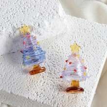 1 pieza Árbol de Navidad de cristal esmerilado minimalista moderno - Artesanía transparente hecha a mano, decoración navideña perfecta para el hogar, cafetería o regalo temático, decorado con estrella y papel de colores, regalo de cumpleaños ideal