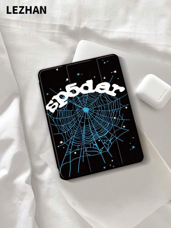 Spider Web & Star Pattern Tablet Protective Case, Compatible With IPad 10.2 Inch, IPad Pro 11 2021/2020/10th Gen, IPad Mini 4/5/6, Galaxy Tab A8 10.5 Inch 2022, Matepad 10.4/Tab, With Pencil Slot, Anti-Drop, Tablet Stand Cover