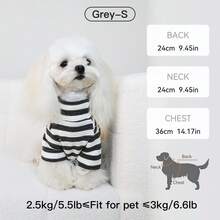 1 件条纹弹性柔软宠物毛衣，适合春、夏、秋、冬，适合中小型犬，有灰色、绿色、蓝色可选