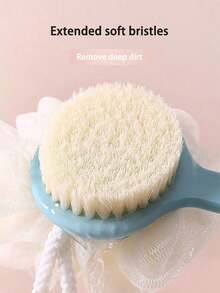 1 粉色/蓝色长柄沐浴刷，具有双面擦洗和按摩功能，多用途擦洗刷，用于背部去角质和淋浴清洁，家庭浴室装饰
