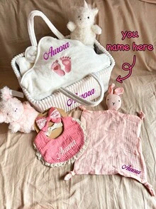 Bộ quà tặng cao cấp cá nhân hóa cho bé sơ sinh - 5 món đồ thiết yếu | Yếm mềm, khăn quấn ấm áp và chăn bông | Hộp kỷ niệm thêu tùy chỉnh - Hoàn hảo cho các dịp lễ và tiệc mừng bé sơ sinh, đa chức năng, trang trí, chữ cái tùy chỉnh, thời trang, hiện đại, đầy màu sắc, dễ thương, giản dị, cá nhân hóa, độc đáo, tùy chỉnh, quà tặng lý tưởng cho nam, quà tặng lý tưởng cho nữ, hộp đựng đồ du lịch. - Nhiều màu - Xem 5