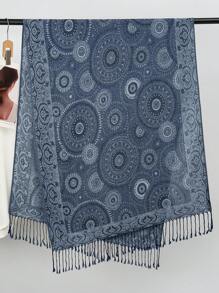 1 pieza Bufanda de mujer con borlas de estilo bohemio, chal tejido con patrón redondo bohemio, pañuelo musulmán con estampado de piedras, serie rosa, patrones elegantes surtidos, adecuado como regalo, adecuado para uso diario en otoño e invierno