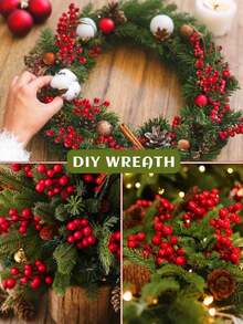 20 piezas - Adornos artificiales de bayas rojas, adornos navideños de bayas rojas falsas, decoración navideña de bayas de acebo, ramas artificiales de bayas rojas para decoración de árboles de Navidad, adornos navideños rojos, decoración del hogar para fiestas, decoración de bodas, manualidades DIY, adornos navideños, decoración para empaques de regalo, Acción de Gracias, Navidad