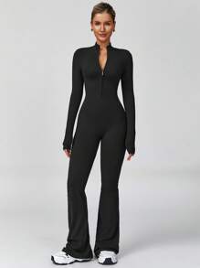 MASKERT 女士运动服 瑜伽服 连体裤 跑步运动 健身服 连体衣 健身服 高弹力瑜伽服 居家休闲 舒适亲肤塑身连体衣 - 黑色 - 查看 1