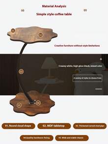 1 Piece Cloud Shaped Side Table, Sofa Table, Wooden Tabletop Side Table With Stable Metal Frame, Suitable For Small Space, Living Room And Bedroom, Bedside Table Decorative Table, Cloud Shaped Wooden Side Table, Side Table, Home Furnishings, Large Storage Capacity, Space-Saving Design, Suitable For Small Space - Multicolor - View 4