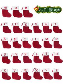 1Pc Knitted Letter Christmas Socks, Christmas Alphabet Knit Stockings, Mini Christmas Socks With Embroidered Letters, Merry Christmas Decorative Socks, Xmas Decor, Christmas Decorations For Home, Christmas Ornaments, Christmas Tree Decorations, Christmas Theme Dress Up Home Decor Christmas Decorations Room Decor Winter Christmas Decorations Home Christmas Gifts
