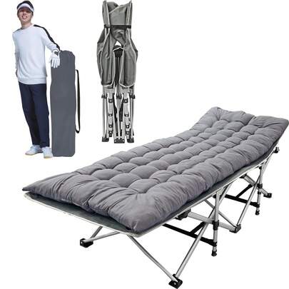 Camp Beds For Adults With Mattress,Portable Fold Up For Outdoor Travel,190x71 Extra Wide Foldable Camping Cot, Guest Bed, Camp Cots For Adults, Office