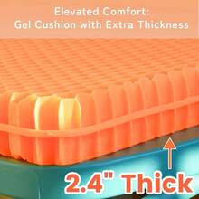 19.7" Gel Seat Cushion, Super Large & Thick Office Chair Cushion For Long Sitting - Back Hip Tailbone Pain Relief Cushion, Egg Seat Cushion Desk Chair Pads For Cars Wheelchair - Fits Up To 350 Lbs-222684 - 橘色XLTHICKEST24 - 查看 3