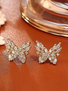 1Pair Sparkling Crystal Bow Knot Stud Earrings For Women Ear Dainty Wedding Valentines Day Xmas Gift - Diamond Bow - View 8