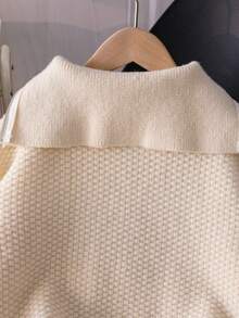 Áo len ngắn tay dài kiểu châu Âu màu trơn, cổ kéo khóa nửa thân, thích hợp mặc thường ngày cho bé gái tuổi teen, mùa xuân, thu và đông. - Màu be - Xem 8